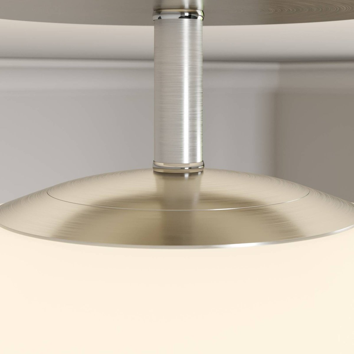 Plafonnier, Sonika nickel satiné, blanc opalin, LINDBY