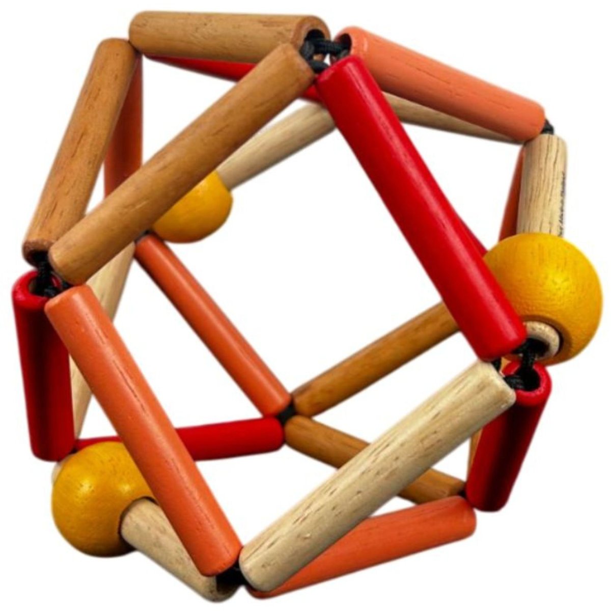 Balle de préhension en bois bleu, orange, rouge, TROUSSELIER