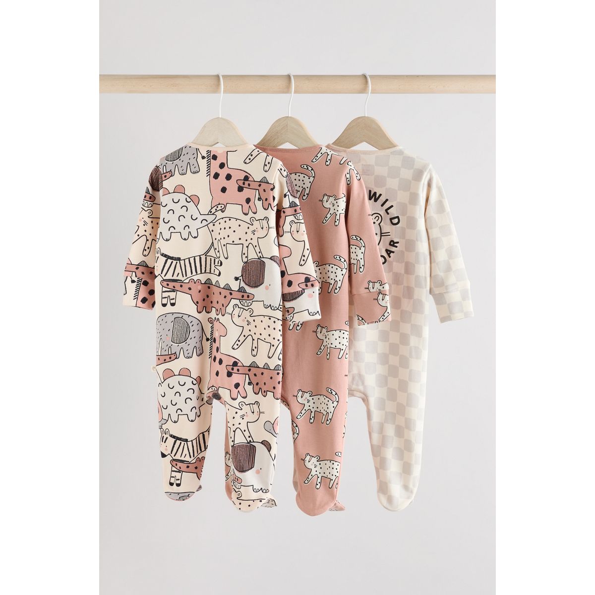 Dors-bien à zip double sens bébé, lot de 3 marron/crème, NEXT