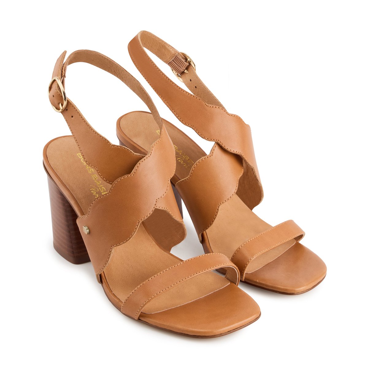 Sandales à Talons En Cuir Octavie Cuir Lisse camel, BONS BAISERS