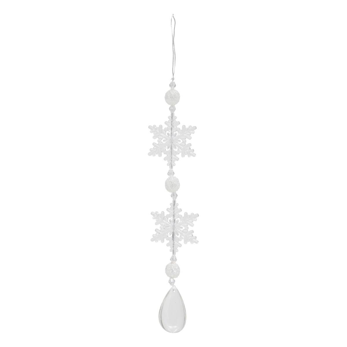 Décoration de sapin flocons blanc 25cm transparent, ATMOSPHERA