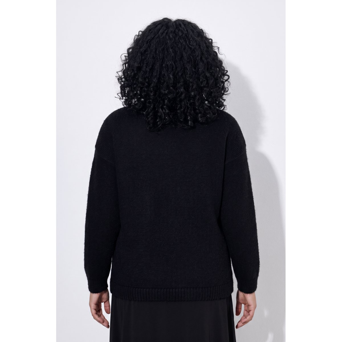 Pull en maille fine, col montant noir, ULLA POPKEN