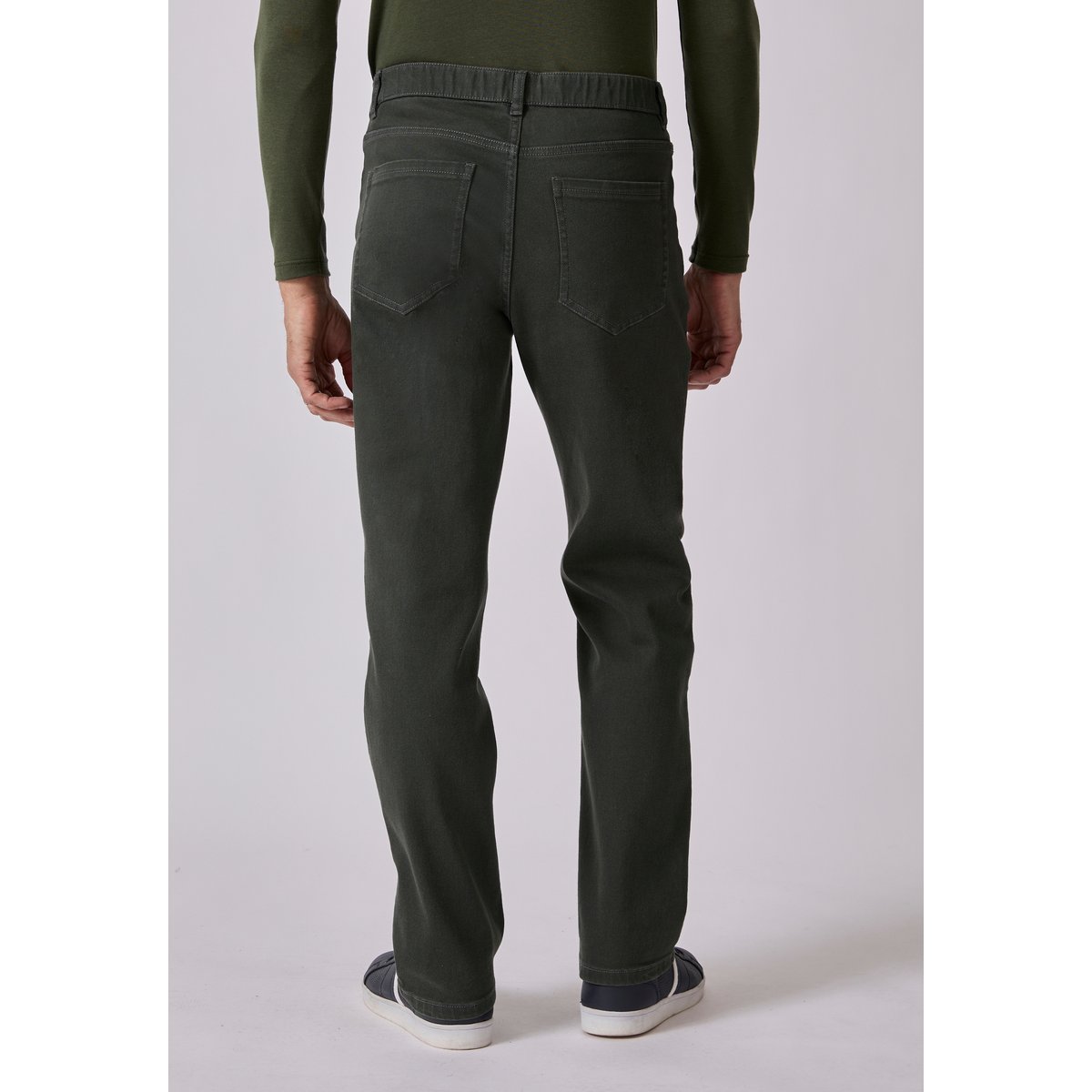 Pantalon 5 poches coupe droite gris kaki, DAMART