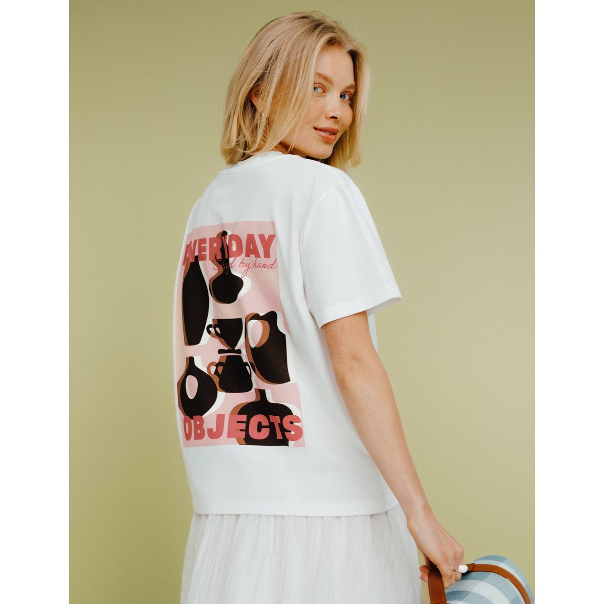 T-shirt imprimé devant / dos blanc écru, BZB