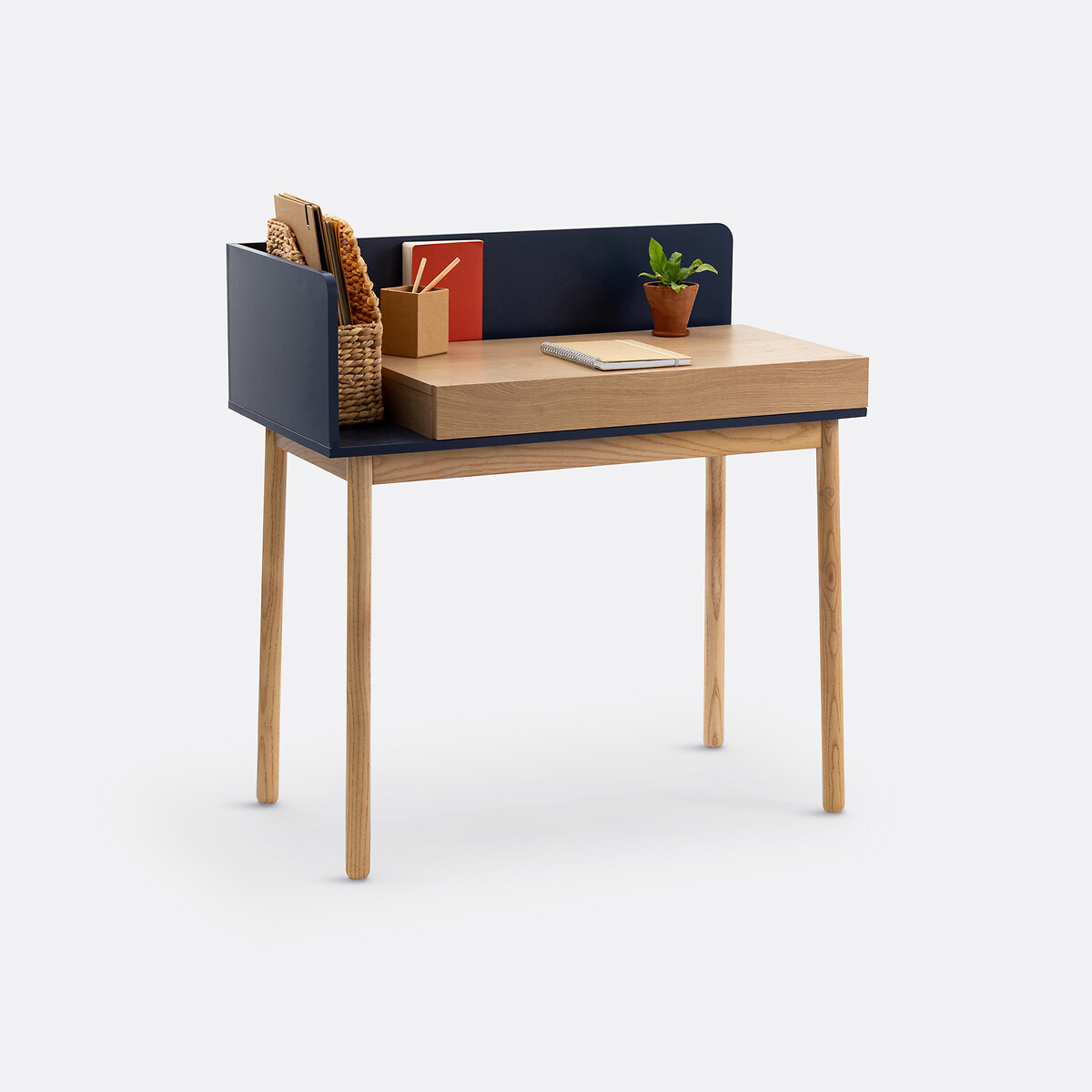 Bureau 1 tiroir, en plaqué chêne, GRAPHY chêne, LA REDOUTE INTERIEURS
