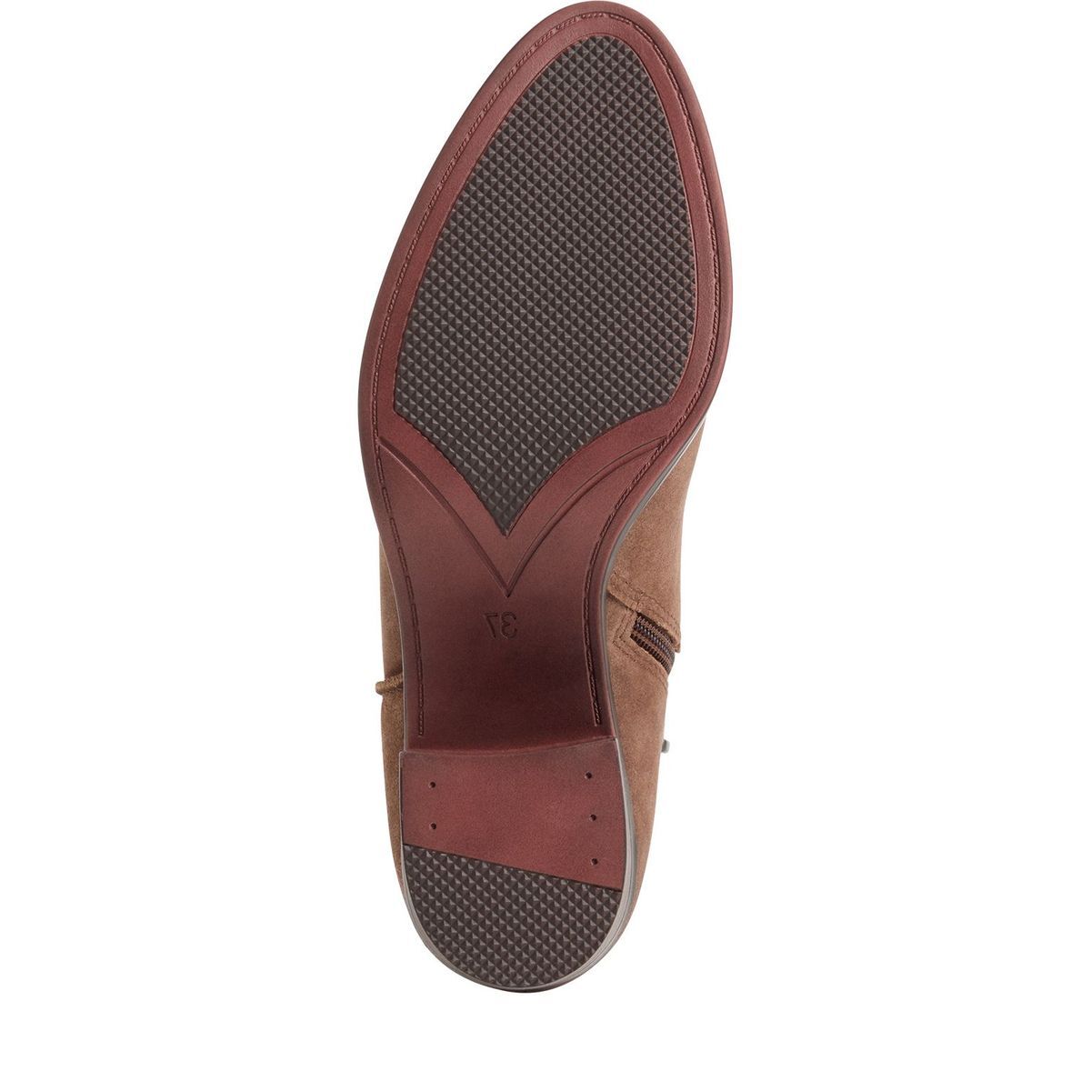 Bottine en cuir marron foncé combiné, MARCO TOZZI