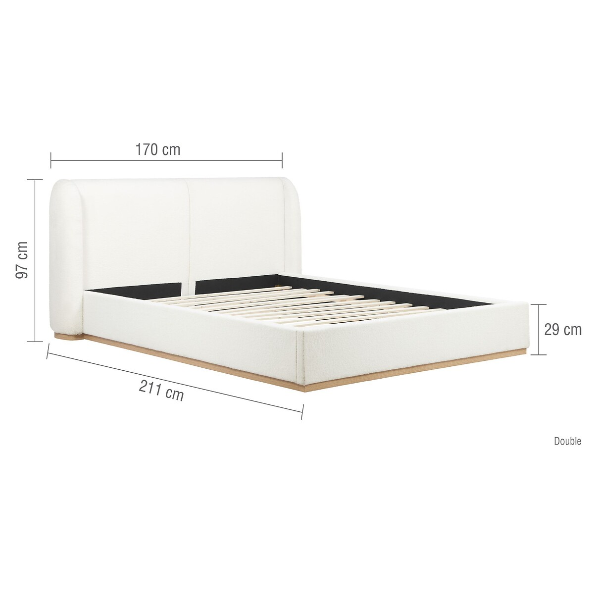 Elysian Boucle Bed with Overesized Headboard white, SO'HOME