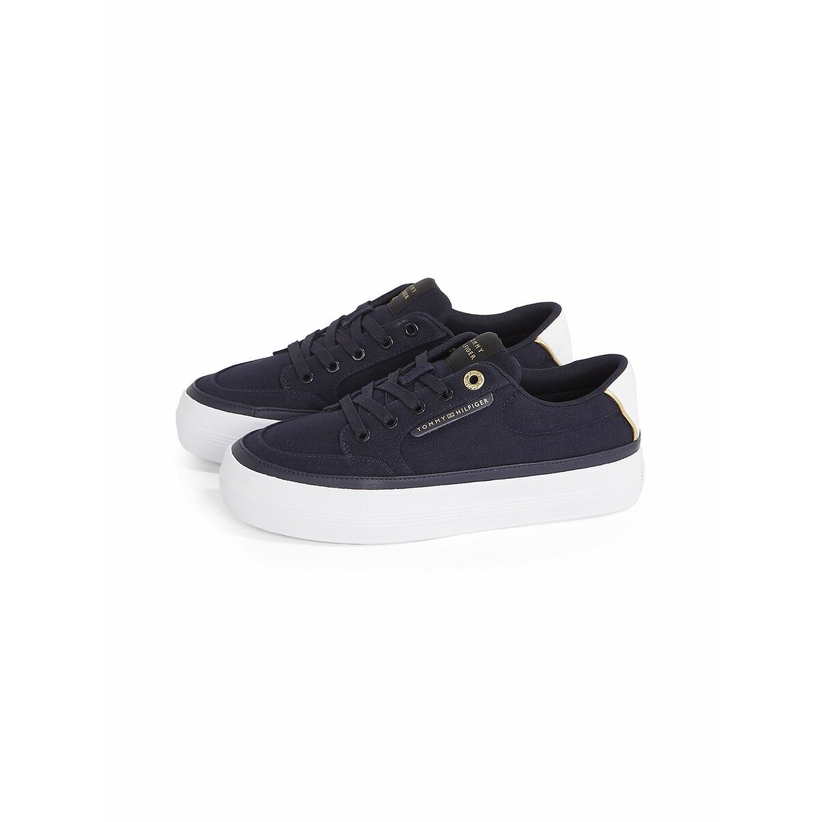 Canvas Vulcanized Trainers navy blue, TOMMY HILFIGER