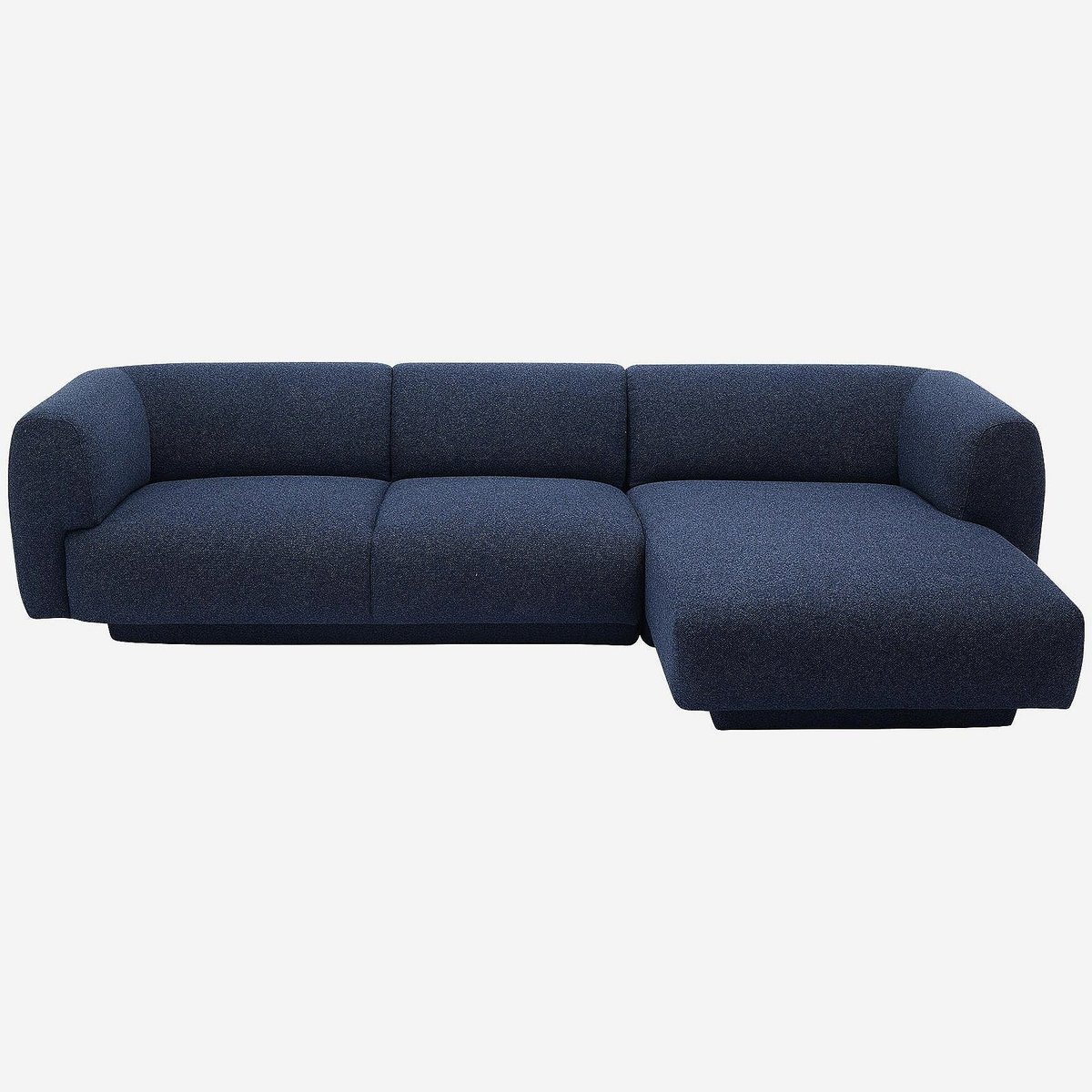 Grand canapé d'angle droit en tissu texturé AUSTIN bleu nuit, HABITAT