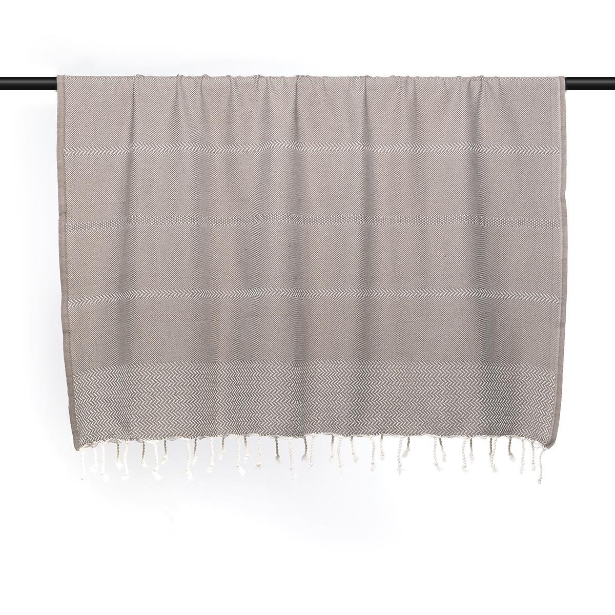 Plaid coton OSLO taupe, FEBRONIE