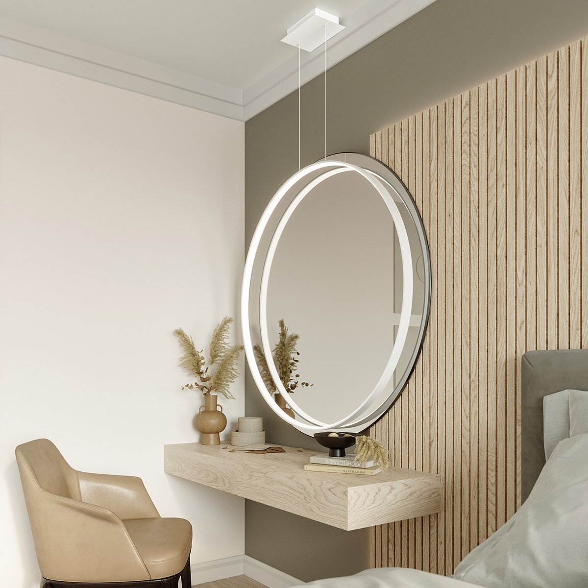 Suspension Aluminium Blanc LED 1 Rio blanc, EDEN