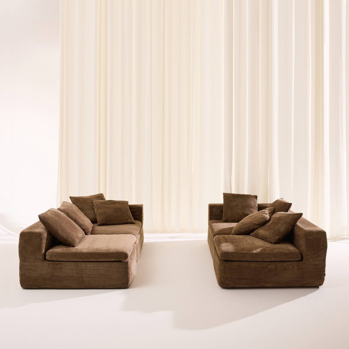 Canapé compressé modulable tissu chenille 5 places MOVI marron, SWEEEK