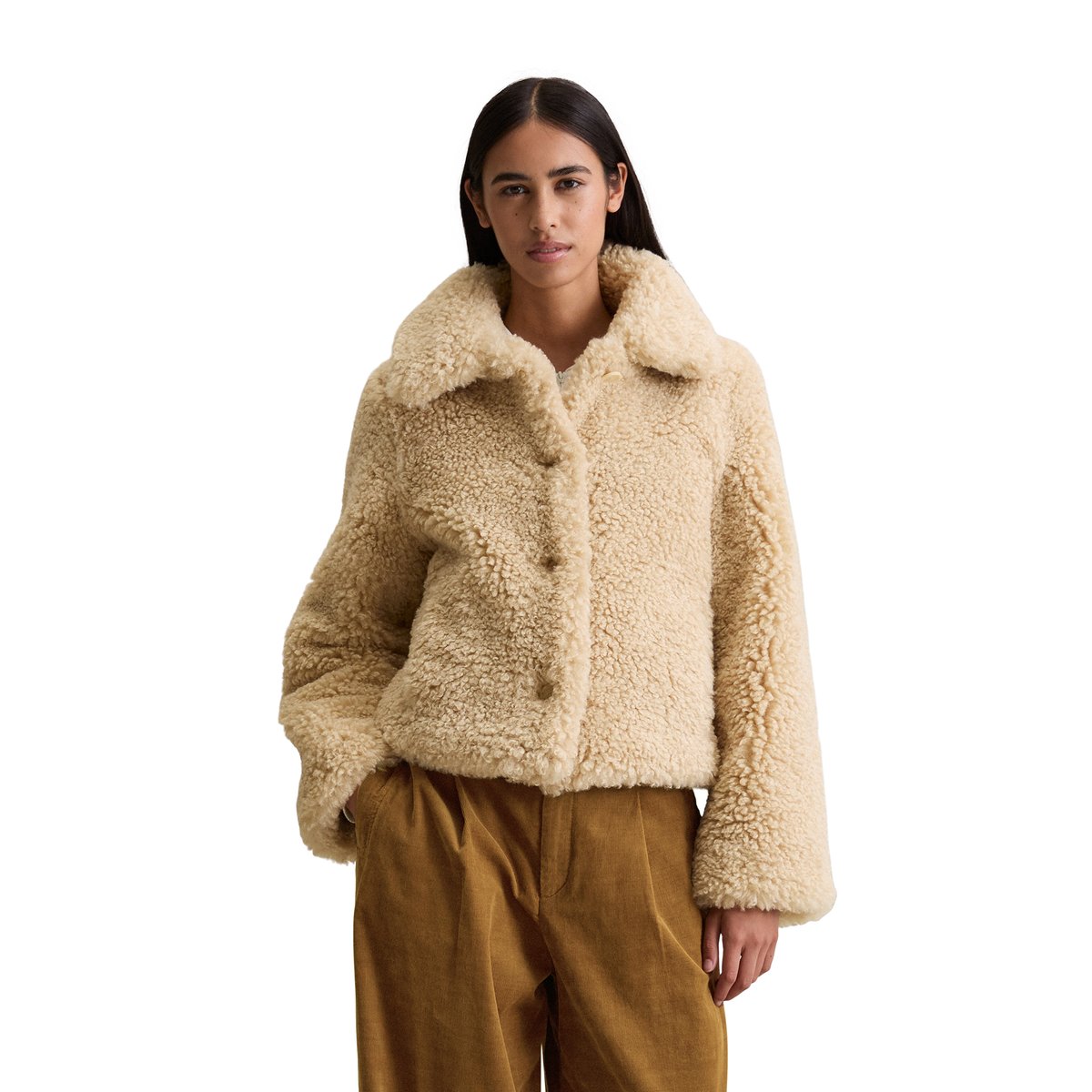 Veste en peluche régulière en peluche douce Curly blanc naturel, MARC O’POLO DENIM