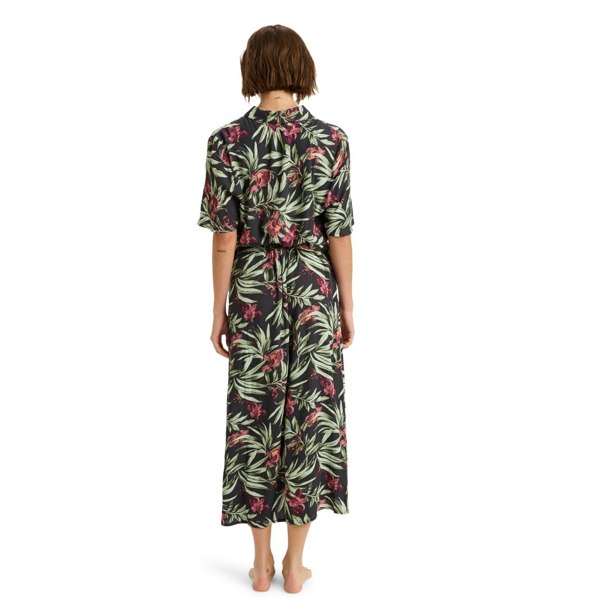 Robe midi à col et boutons sur le devant ISLAND ESCAPE PRINTED. noir phantom wind swept floral crin, ROXY