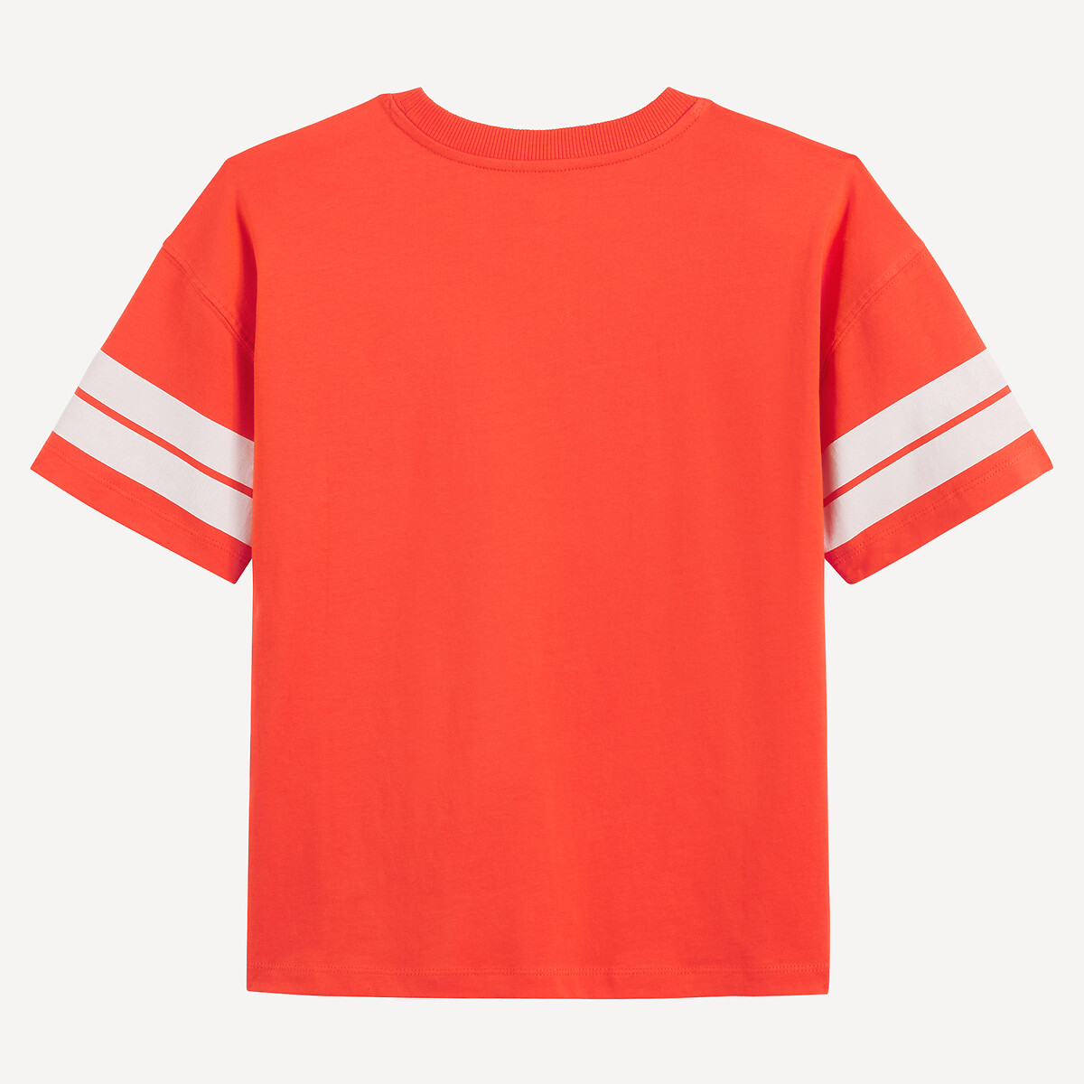 T-shirt oversize, col rond, avec manches rayées rouge coquelicot, LA REDOUTE COLLECTIONS