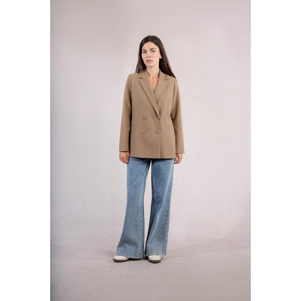 Straight Pleated Blazer beige, MOLLY BRACKEN