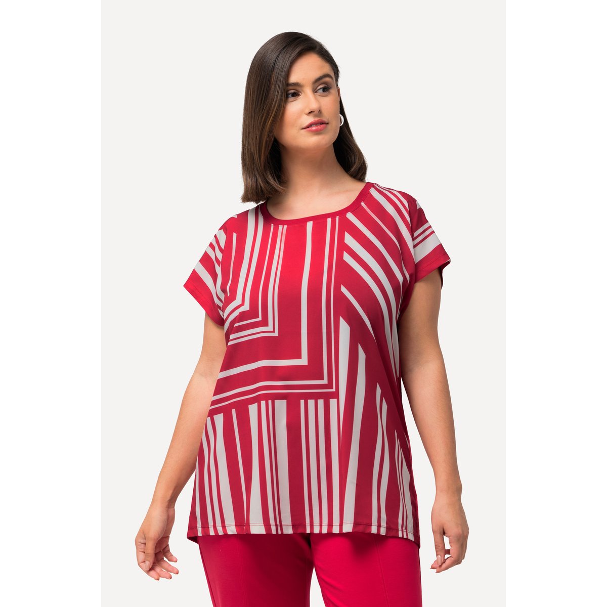 T-shirt à rayures oversized rouge, ULLA POPKEN