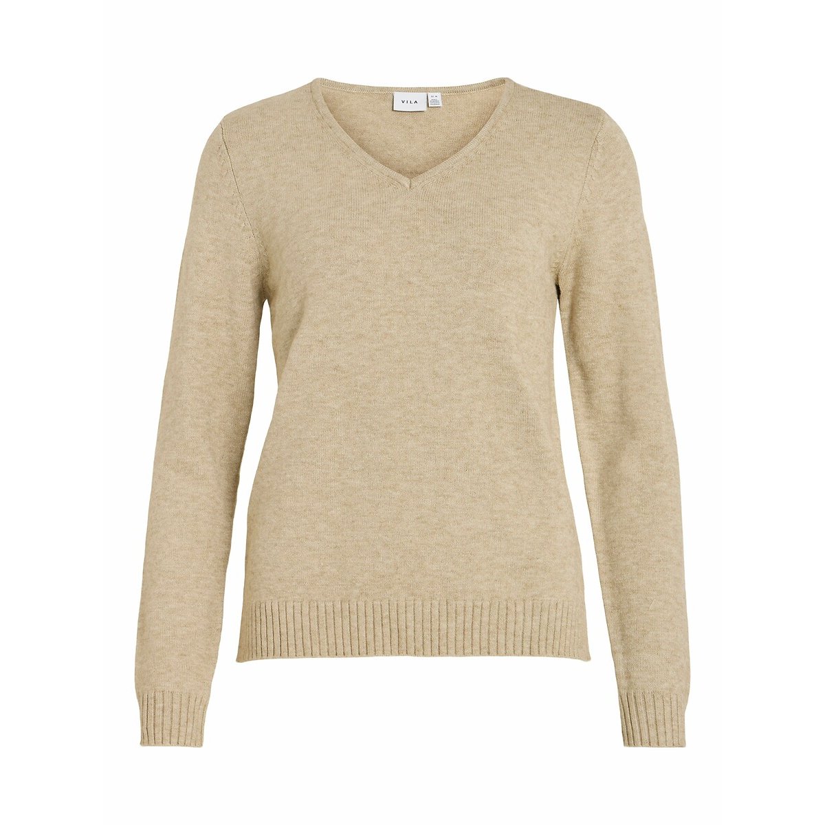 Maglione scollo a V in maglia fine naturale , VILA