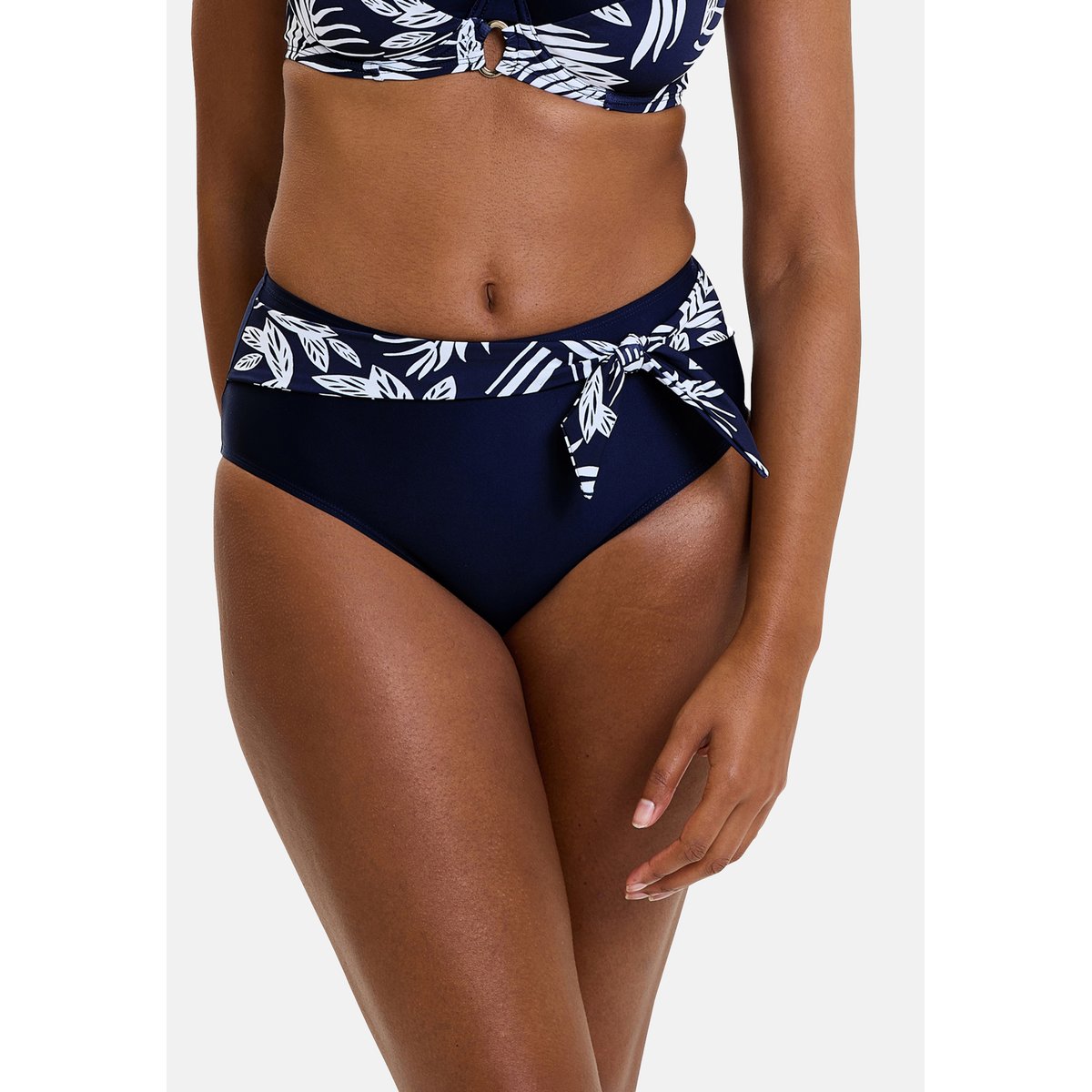 Bas de maillot de bain KELAA feuilles graphiques bleu marine, SANS COMPLEXE
