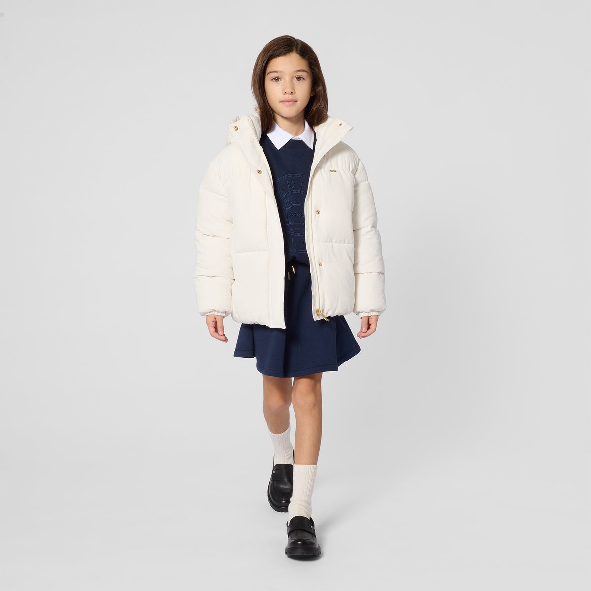 Doudoune à capuche ivory, BOSS KIDSWEAR