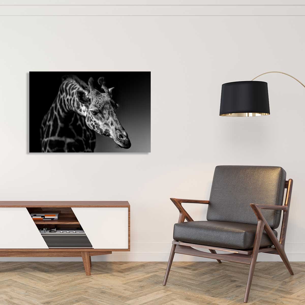 Tableau animaux girafe discrète tableau alu dibond, HEXOA