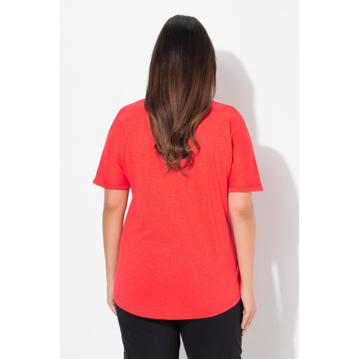 T-shirt oversize. Col rond et manches rouge clair, ULLA POPKEN