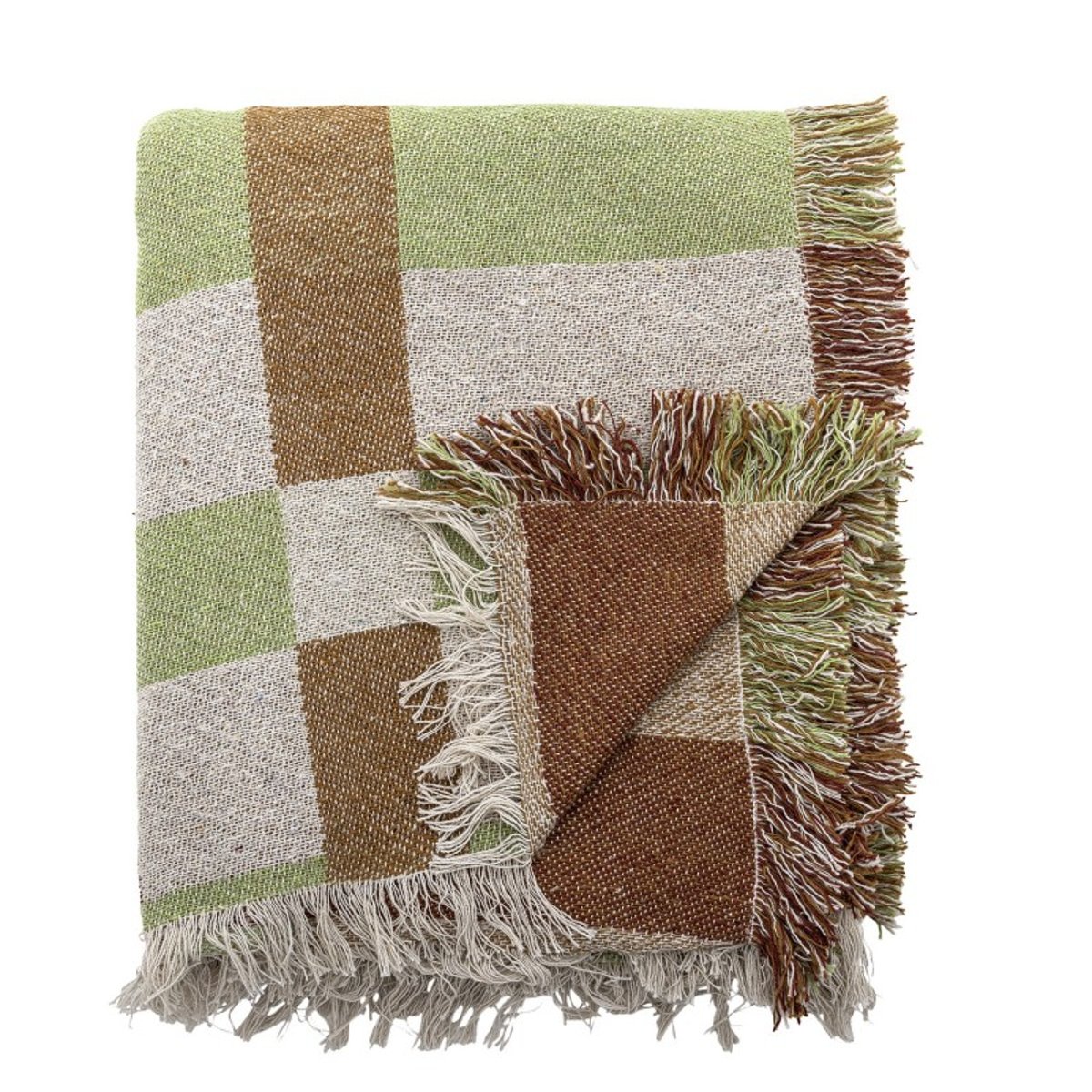 Plaid motif géométrique coton franges Boomingville GALVIN multicolore, BLOOMINGVILLE