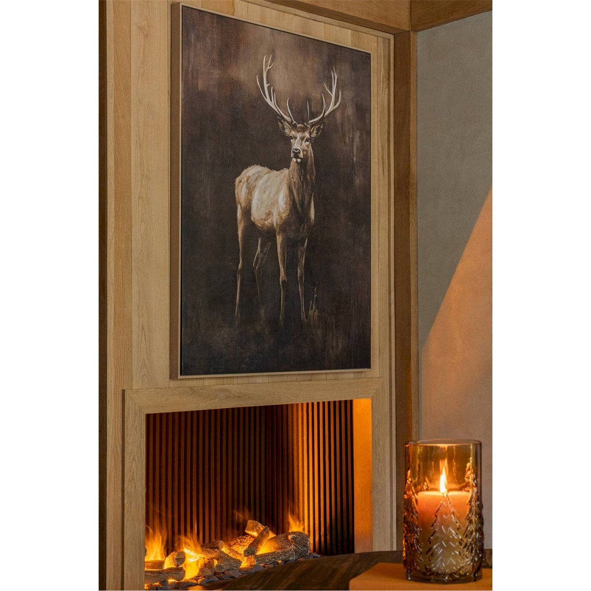 Tableau cerf peinture esprit chalet marron, RECOLLECTION