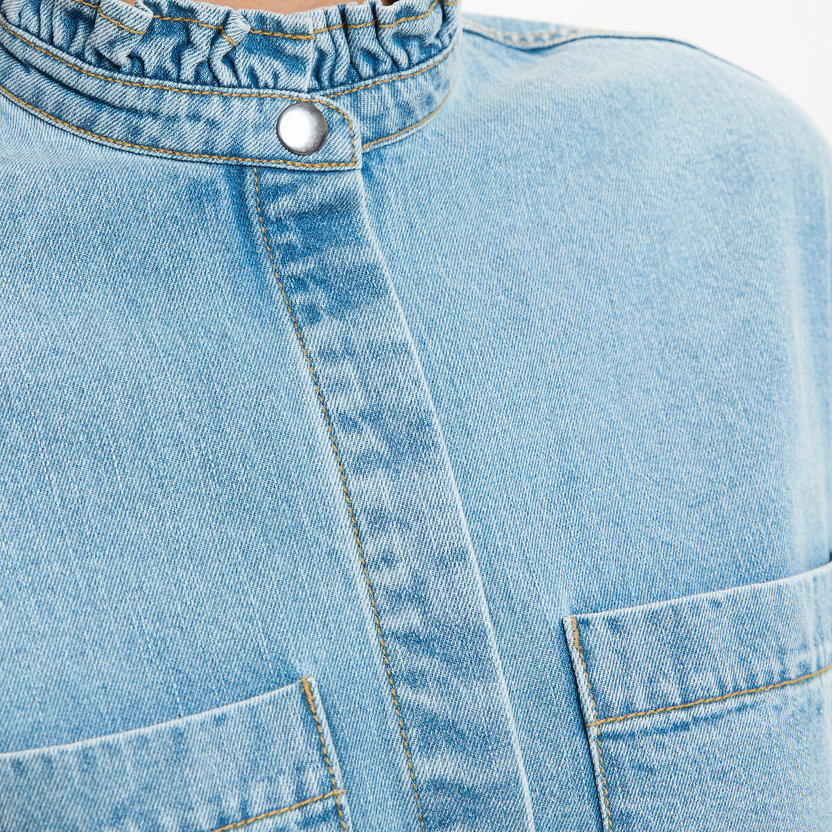 Robe courte à col volanté en denim, Signature DEBBIE double stone, LA REDOUTE COLLECTIONS