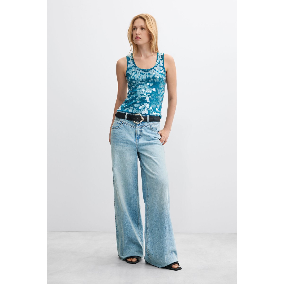débardeur en jacquard bleu, DESIGUAL