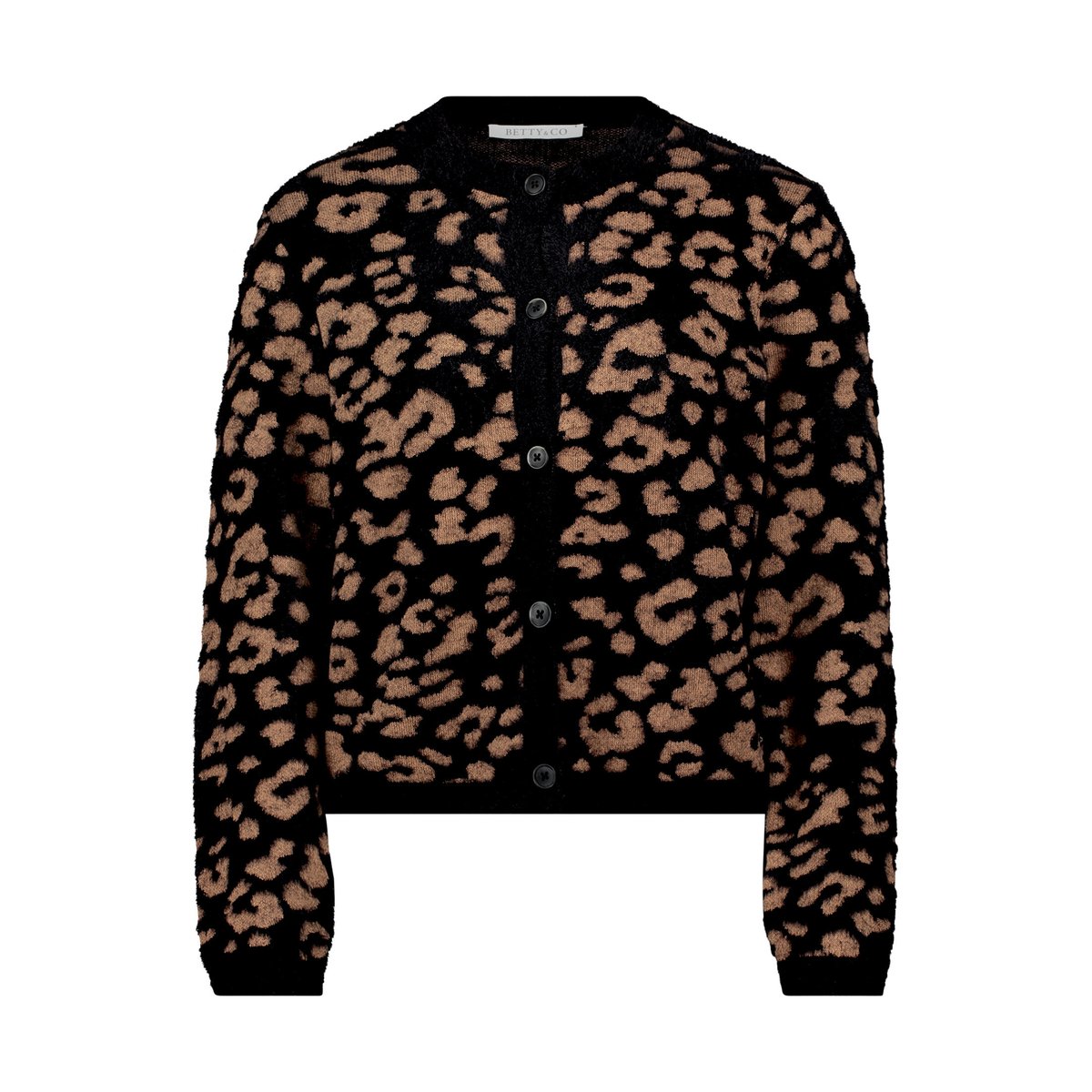 Cardigan en maille à motif jacquard black/camel, BETTY & CO