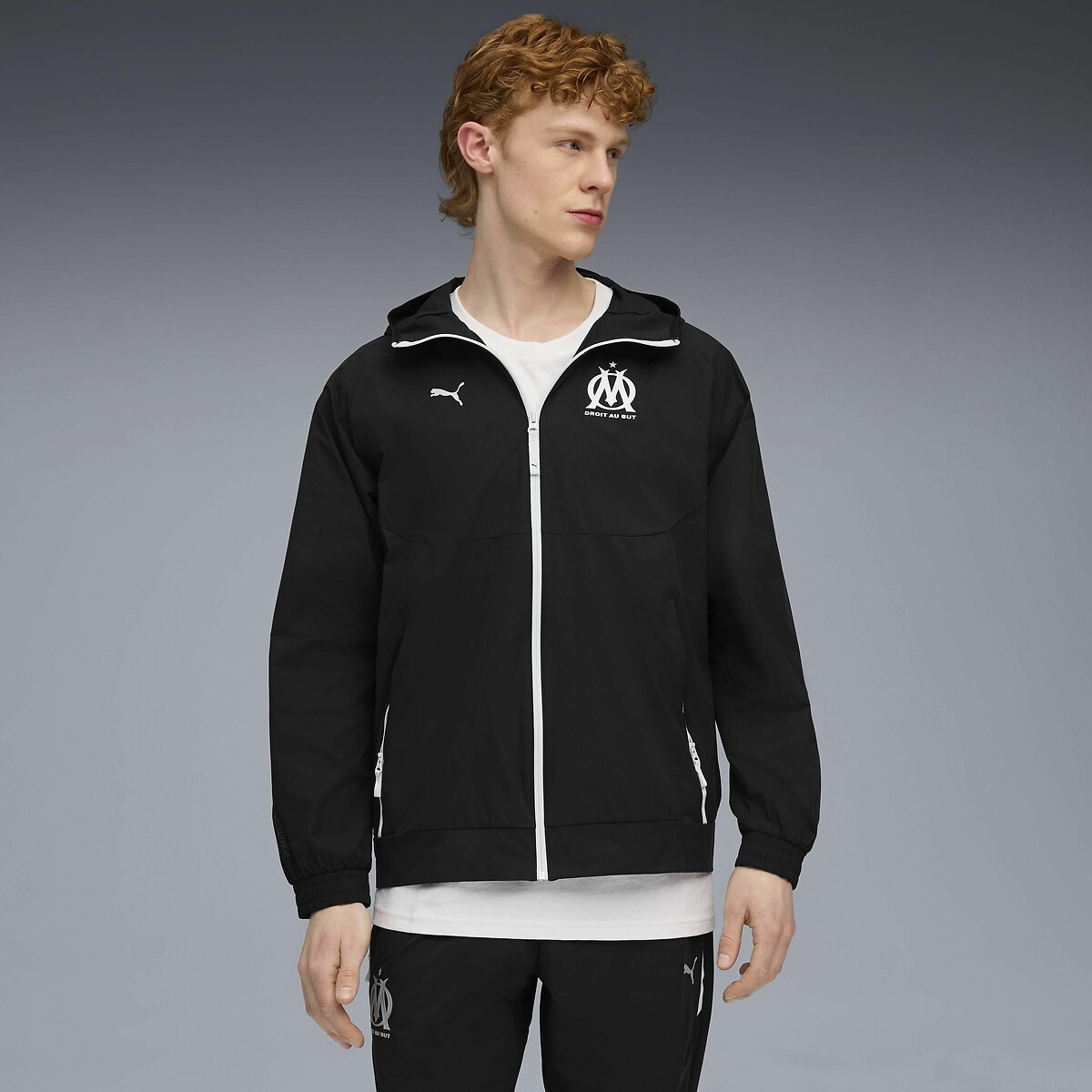 Olympique De Marseille Woven Zip-Up Jacket black, PUMA