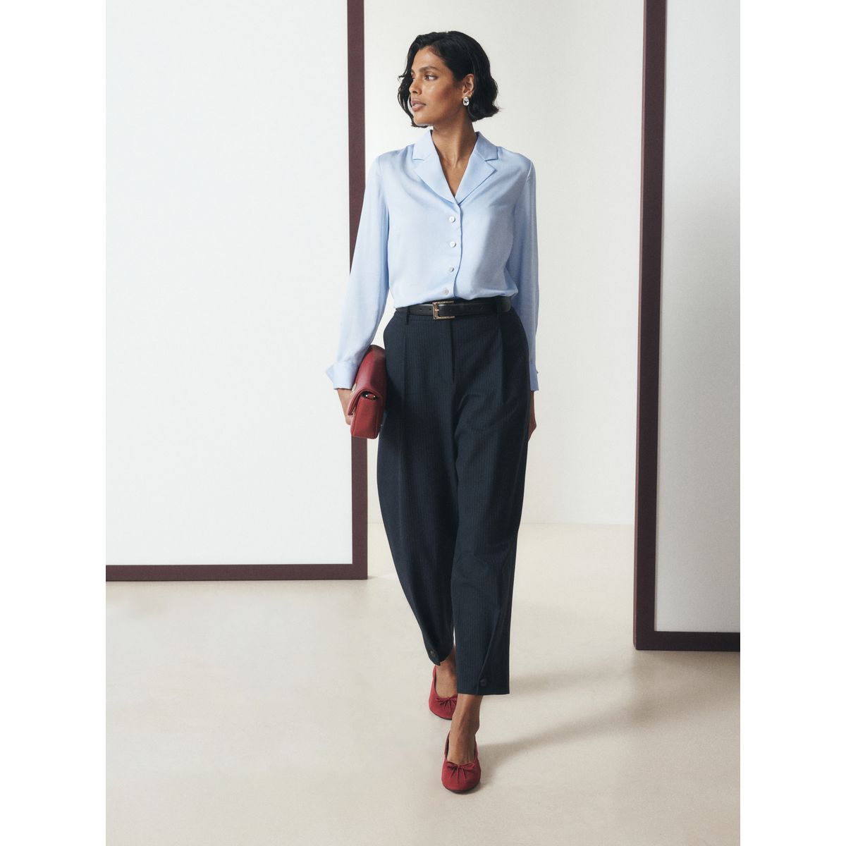 Chemise à manches longues avec col revers bleu, NEXT
