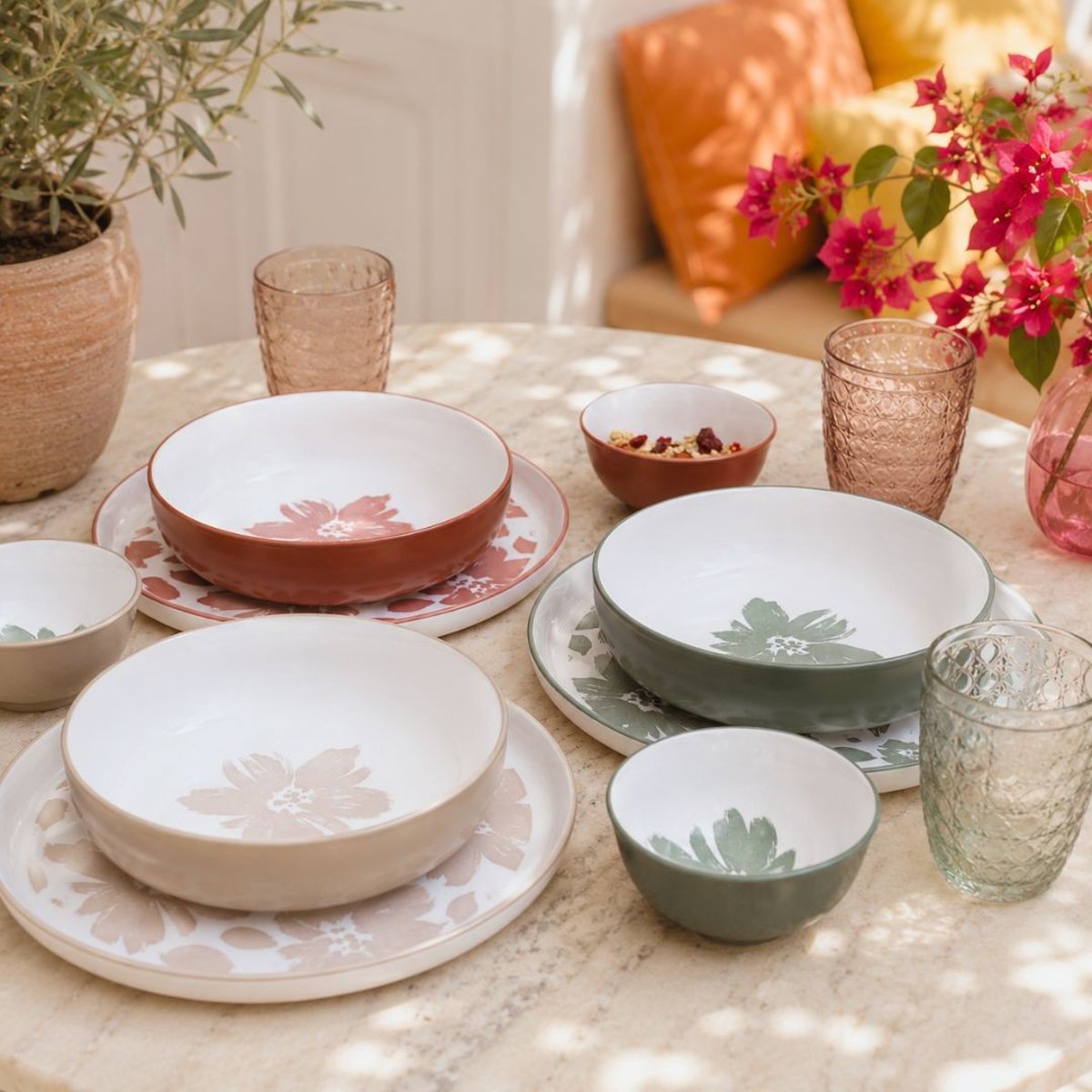 Lot de 6 assiettes creuses, HANAE multicolore, ARTIME