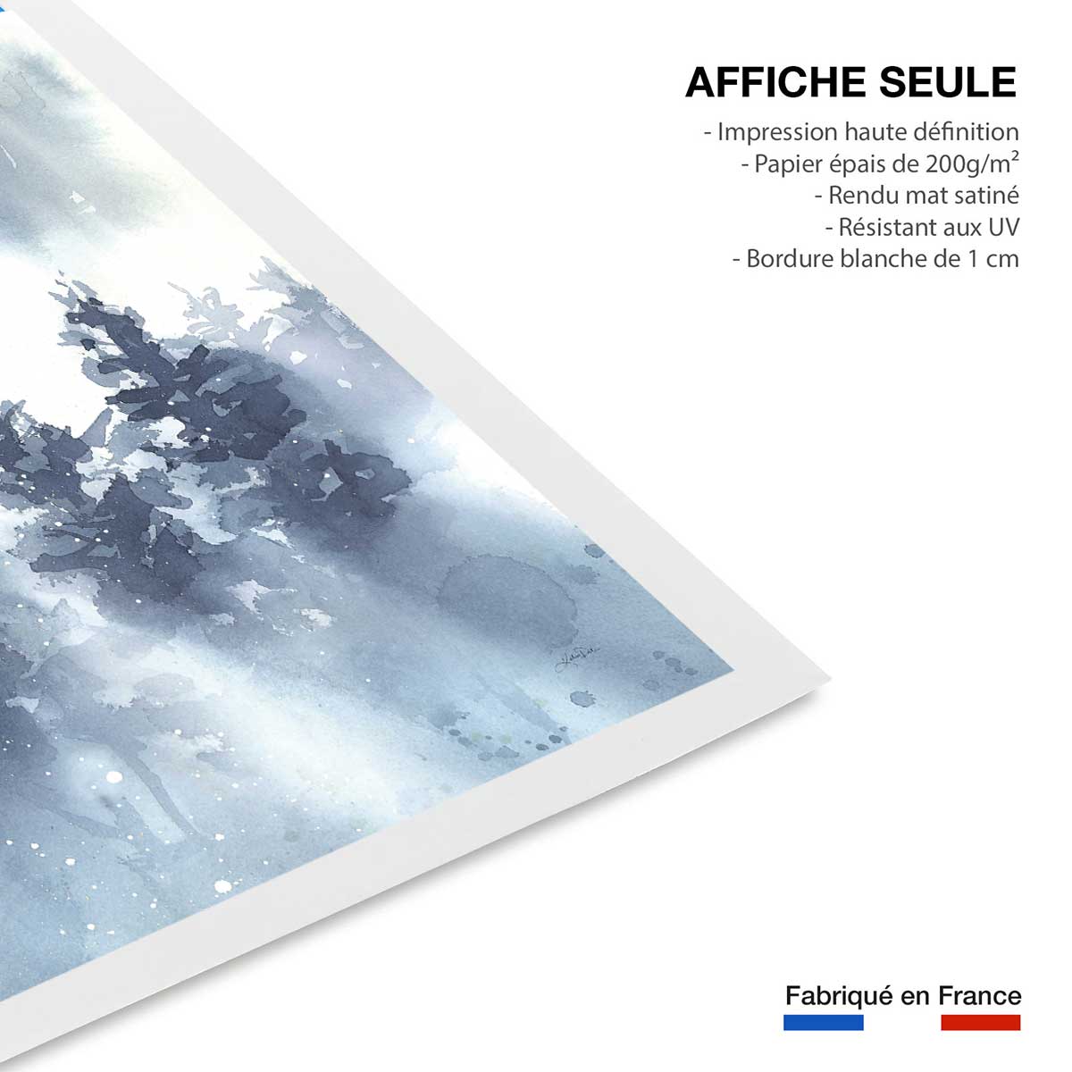 Affiche Neige sur la forêt affiche seule, HEXOA