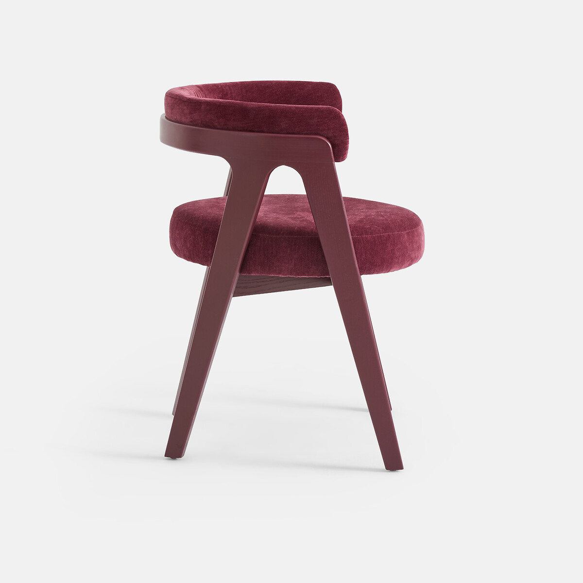 Silla de comedor vintage, de fresno macizo y terciopelo, VALENTINA burdeos, LA REDOUTE INTERIEURS