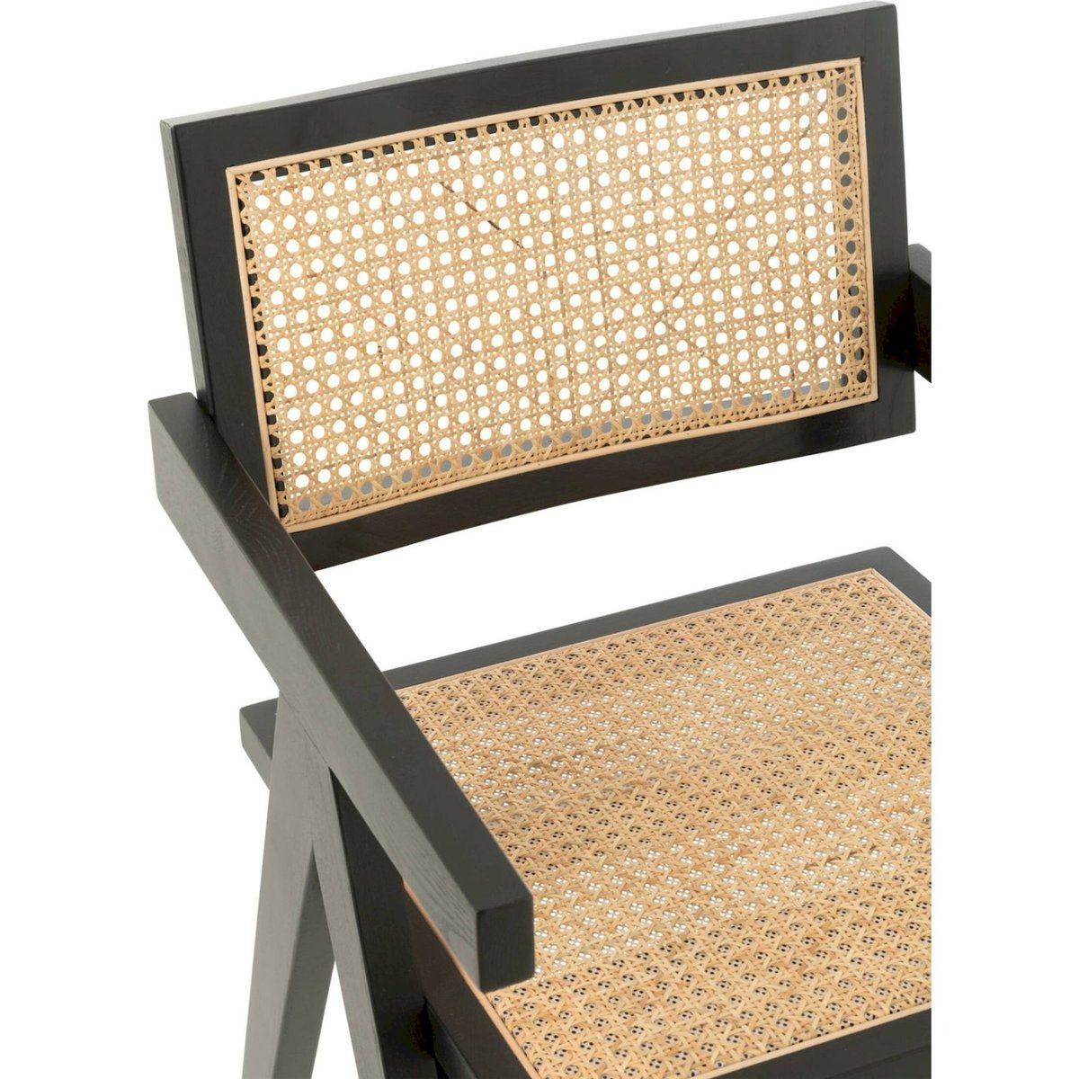 Chaise en frêne et rotin noir et rotin naturel, RECOLLECTION