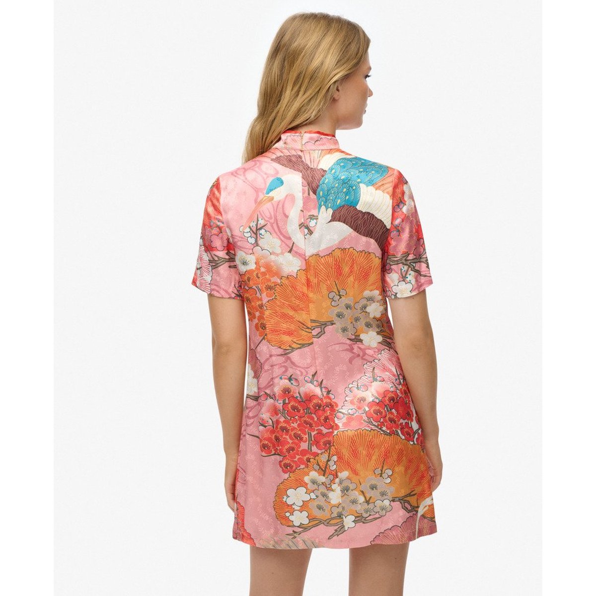 Robe courte en jacquard à col Mao corail kam, SUPERDRY