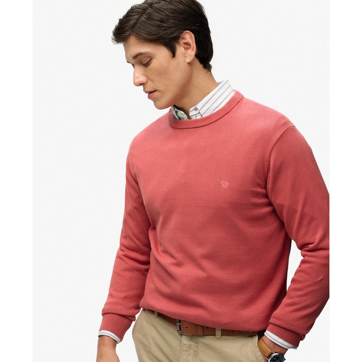 Pull en coton Essentials rose bonbon, SUPERDRY