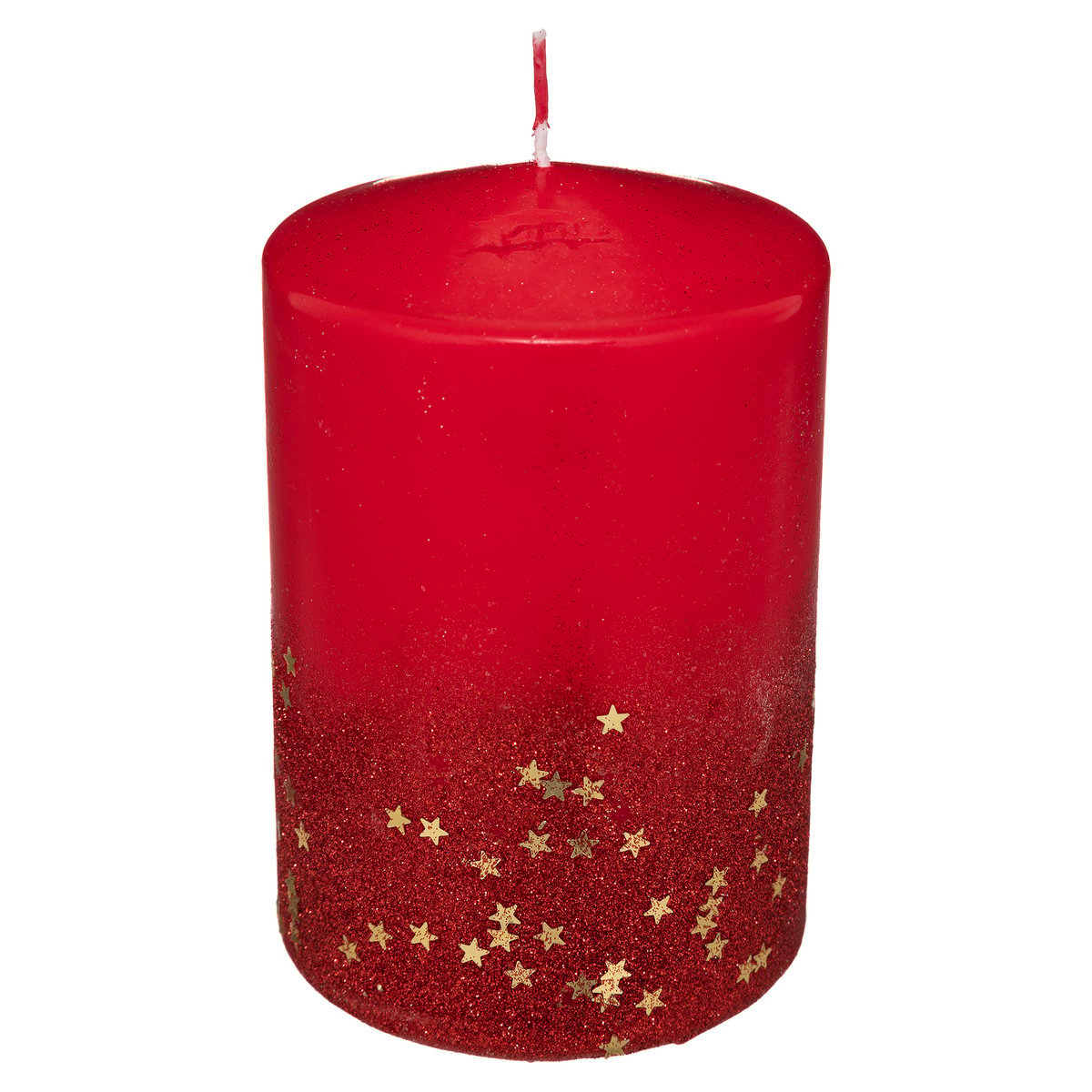 Bougie Paillettes Dégradé 15x10 cm - FEERIC CHRISTMAS rouge, FEERIE CHRISTMAS