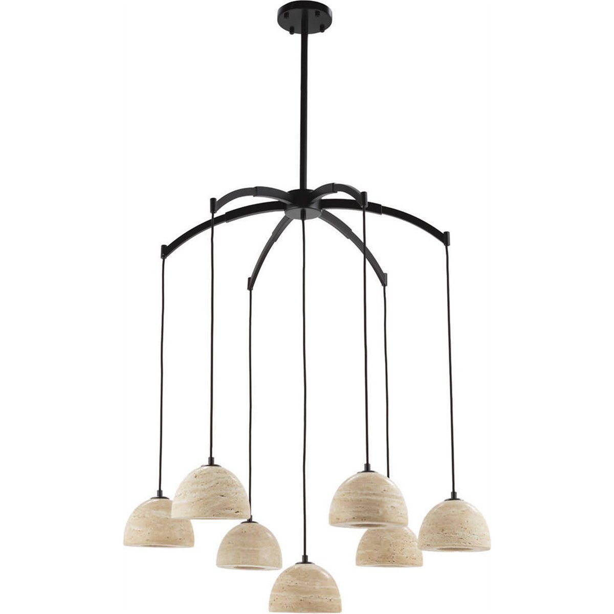 Lampe d'architecte en marbre travertin beige et noir mat, RECOLLECTION