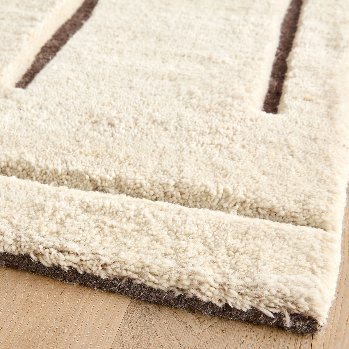 Tapis noué à la main, en pure laine, TORRENCE naturel/marron, AM.PM