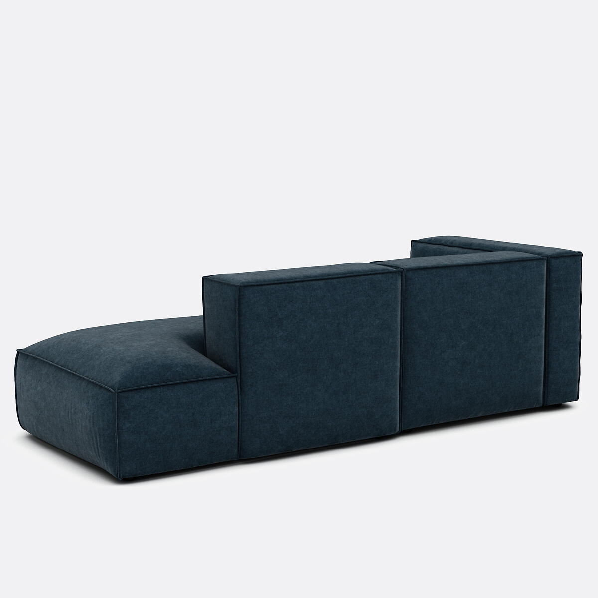 Canapé modulable d'angle gauche, en velours texturé, SEVEN bleu de prusse, LA REDOUTE INTERIEURS