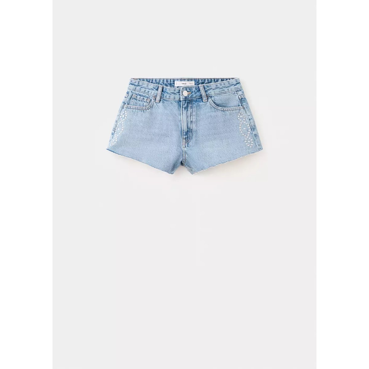 Short taille haute clouté bleu moyen, MANGO TEEN
