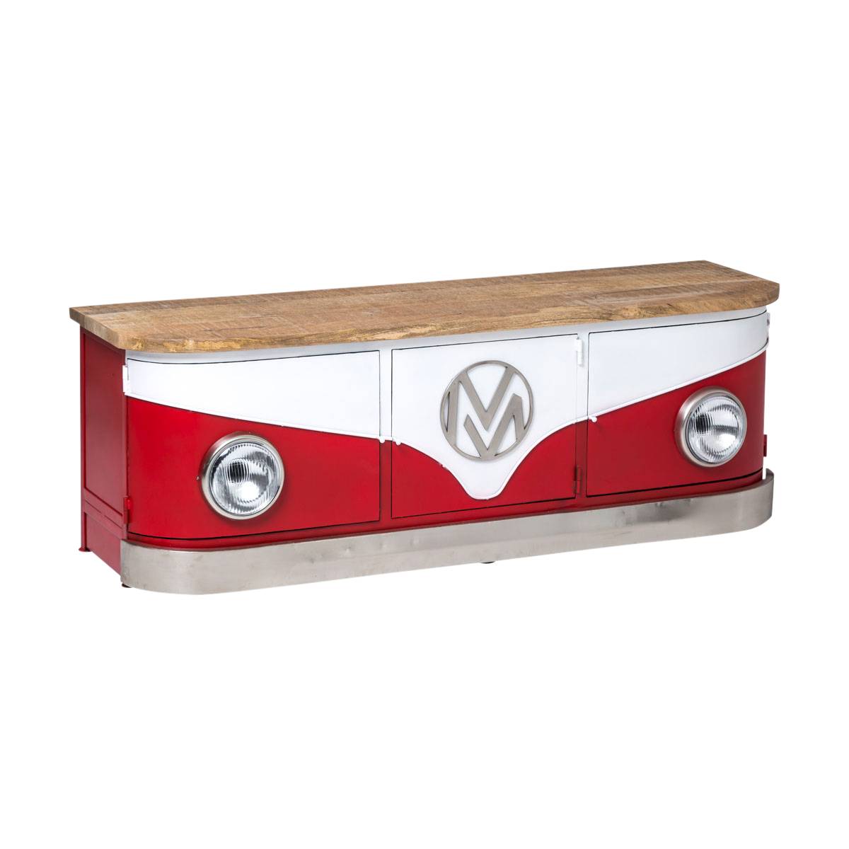 Meuble TV en métal COMBI rouge, MADE IN MEUBLES