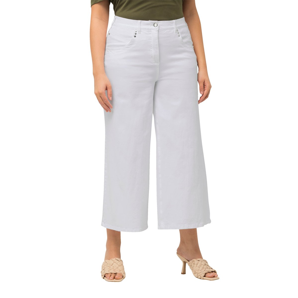 Jupe-culotte en jean. Coupe Marlene à jambe blanc neige, ULLA POPKEN