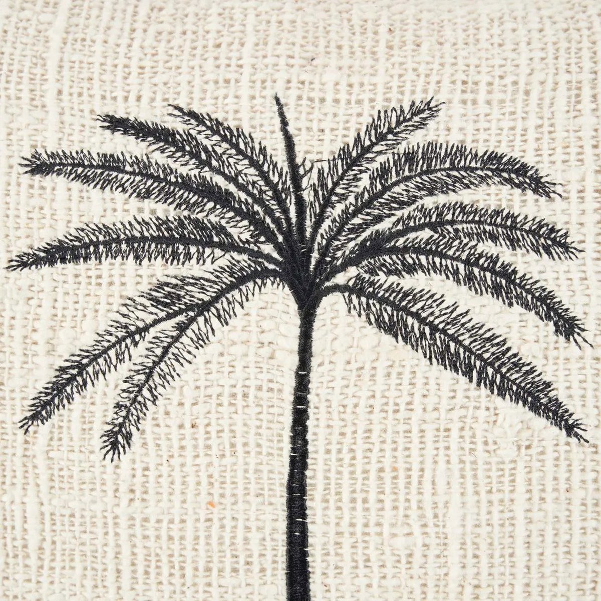 Housse de coussin en coton GILI PALM noir beige, BAZAR BIZAR