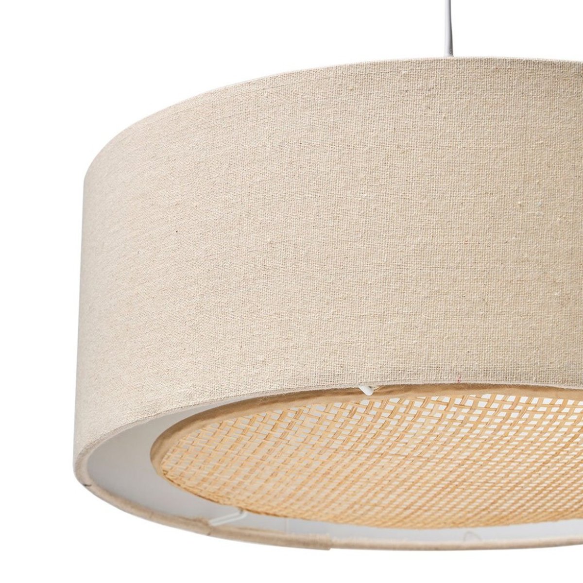Suspension lin et bambou diamètre 35 beige, DECORATIE