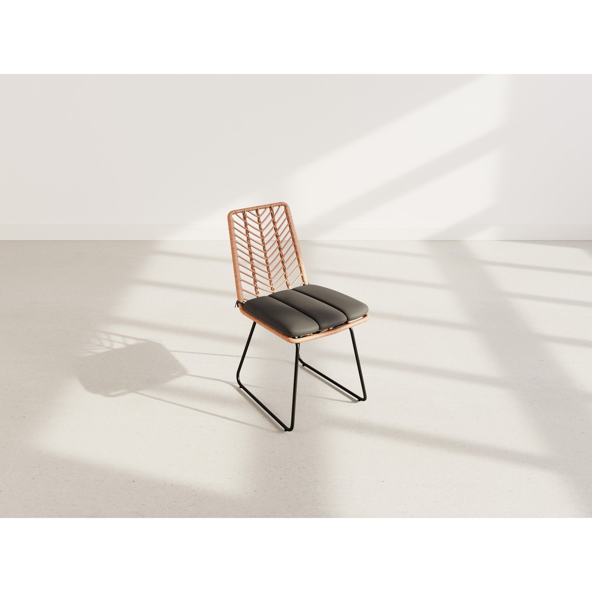 Lot de 4 chaises effet rotin, FORENZA noir / bois, BEST MOBILIER