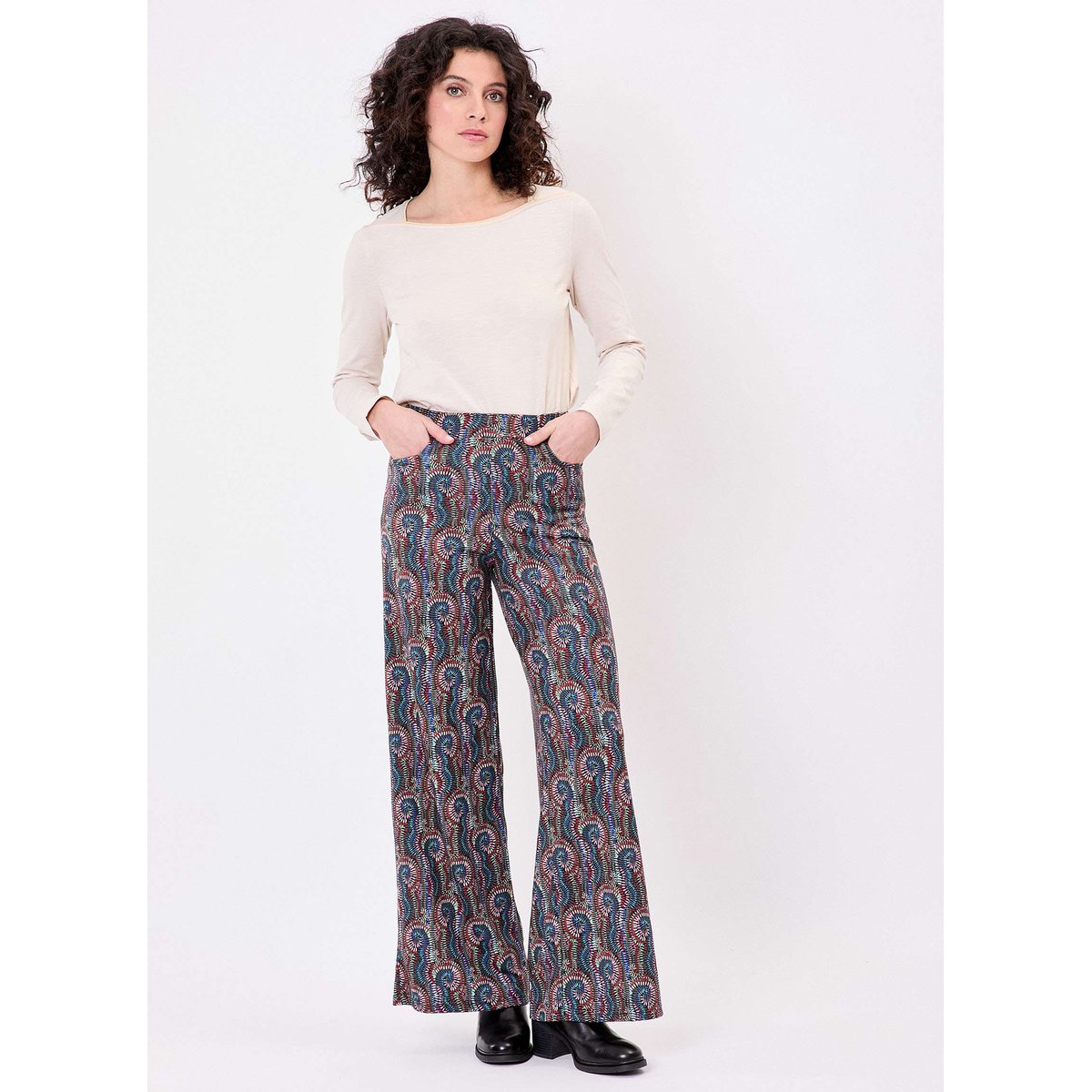Pantalon large maille souple CHESTER multicouleurs, LA FIANCÉE